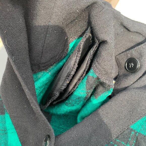 Vintage 80s Tartan Plaid Wool Long Sleeve Belted Sheath Shirt Dress - Picture 4 of 16